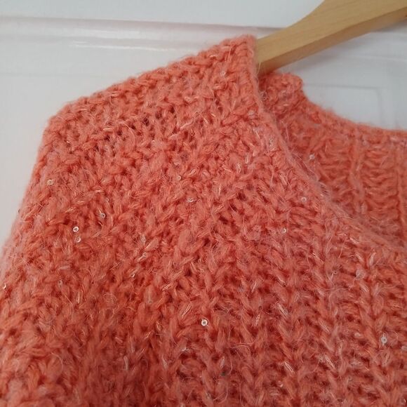 Anthropologie Knited & Knoted Orange & Gold Knit Boat Neck Sweater Textured - Picture 11 of 11